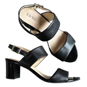 Caprice Leather Black Women's Block Heel Sandals EU 40.5